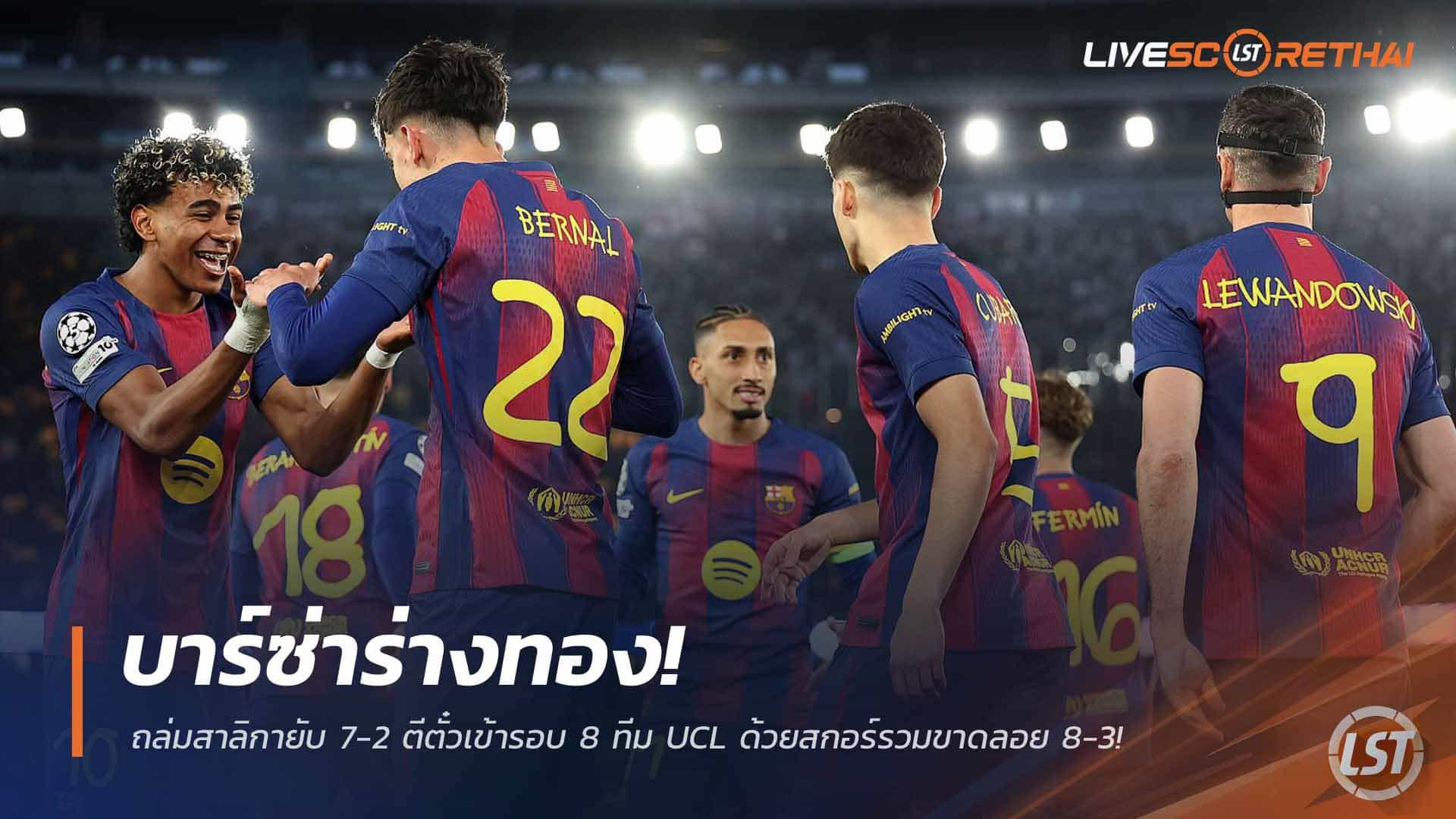 ข่าวฟุตบอล วันพฤหัสบดี ที่ 19 มีนาคม 2568: บาร์ซ่าร่างทอง ถล่มสาลิกาดง 7-2 ลอยลำ 8 ทีม UCL สกอร์รวม 8-3